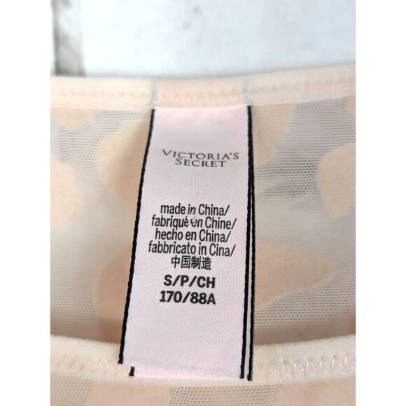 VICTORIA'S SECRET Floral Flocked Sheer Mesh Stretch Crop Top Pink Festival Small - Picture 5 of 6